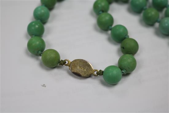 A collection of hardstone bead necklaces,